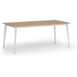 B2B Partner Stół konferencyjny do biura PRIMO OMEGA, 180x90 cm, biała podstawa, buk
