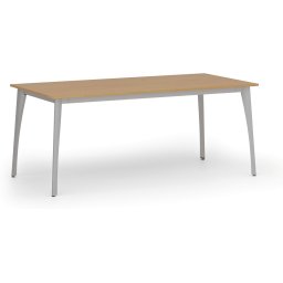 B2B Partner Stół konferencyjny do biura PRIMO OMEGA, 180x90 cm, szara podstawa, buk