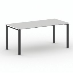 B2B Partner Stół konferencyjny do biura PRIMO INFINITY, 180x90 cm, czarna podstawa, biały