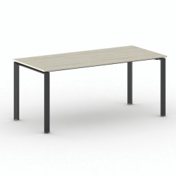 B2B Partner Stół konferencyjny do biura PRIMO INFINITY, 180x90 cm, czarna podstawa, dąb naturalny