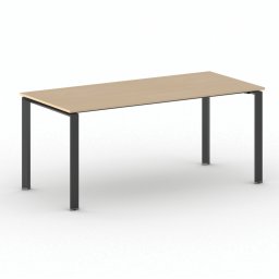 B2B Partner Stół konferencyjny do biura PRIMO INFINITY, 180x90 cm, czarna podstawa, buk