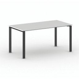B2B Partner Stół konferencyjny do biura PRIMO INFINITY, 160x80 cm, czarna podstawa, biały