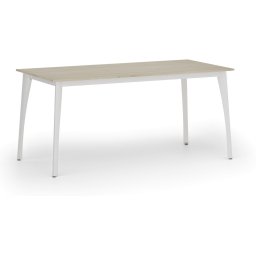 B2B Partner Stół konferencyjny do biura PRIMO OMEGA, 160x80 cm, biała podstawa, dąb naturalny