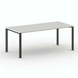 B2B Partner Stół konferencyjny do biura PRIMO INFINITY, 200x90 cm, czarna podstawa, biały