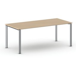 B2B Partner Stół konferencyjny do biura PRIMO INFINITY, 200x90 cm, szaro-srebrna podstawa, buk