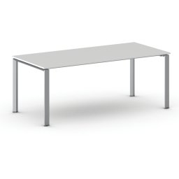 B2B Partner Stół konferencyjny do biura PRIMO INFINITY, 200x90 cm, szaro-srebrna podstawa, biały
