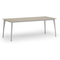 B2B Partner Stół konferencyjny do biura PRIMO OMEGA, 200x90 cm, szara podstawa, dąb naturalny