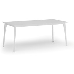 B2B Partner Stół konferencyjny do biura PRIMO OMEGA, 180x90 cm, biała podstawa, biały