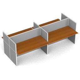 B2B Partner Biurko PRIMO z panelem, tablica, 4 stanowiska, szary/czereśnia