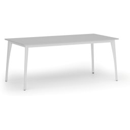 B2B Partner Stół konferencyjny do biura PRIMO OMEGA, 180x90 cm, biała podstawa, szary