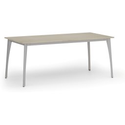 B2B Partner Stół konferencyjny do biura PRIMO OMEGA, 180x90 cm, szara podstawa, dąb naturalny