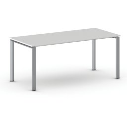B2B Partner Stół konferencyjny do biura PRIMO INFINITY, 180x90 cm, szaro-srebrna podstawa, biały
