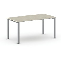 B2B Partner Stół konferencyjny do biura PRIMO INFINITY, 160x80 cm, szaro-srebrna podstawa, dąb naturalny