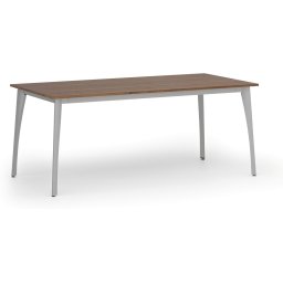 B2B Partner Stół konferencyjny do biura PRIMO OMEGA, 180x90 cm, szara podstawa, orzech