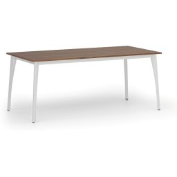 B2B Partner Stół konferencyjny do biura PRIMO OMEGA, 180x90 cm, biała podstawa, orzech