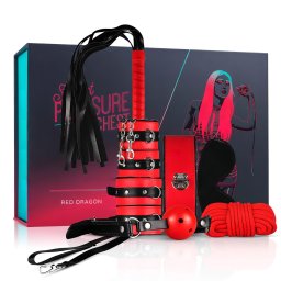 Secret Pleasure Chest - zaawansowany zestaw BDSM - 10 części (czerwony)