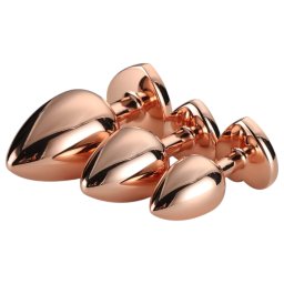 Gleaming Love - zestaw korków analnych w kształcie serca - rosegold - 3 sztuki