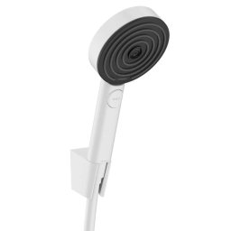 Hansgrohe Pulsify Select S - Zestaw słuchawki prysznicowej, uchwytu i węża, 3 strumienie, EcoSmart, biały mat 24306700