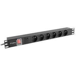 Lanberg RACK PDU 1U 10A 6x230V 2m Czarny
