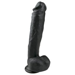 Easytoys - duży dildo z jądrami i przyssawką - czarny 26,5cm