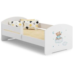 KOBI Łóżko Dziecięce Luk Z Barierką 70x140 Niebieski Miś