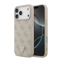 Guess Leather 4G Triangle Strass MagSafe do iPhone 17 Pro Max różowy