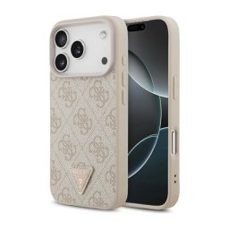 Guess Leather 4G Triangle Strass MagSafe do iPhone 17 Pro różowy