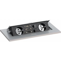 B2B Partner Port blatowy TYP VI - wpuszczany, 2 gniazda, VGA, HDMI, USB DATA, 2x RJ45 port, srebrny