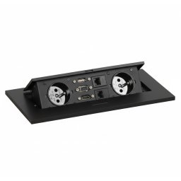 B2B Partner Port blatowy TYP VI - wpuszczany, 2 gniazda, VGA, HDMI, USB DATA, 2x RJ45 port, czarny