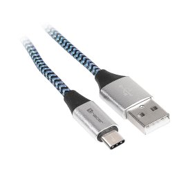 Tracer Kabel USB 2.0 Type-C A męski - C męski 1,0m czarno-niebieski