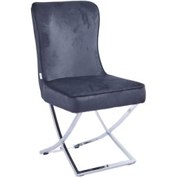 MebleMWM Krzesło Glamour Y-2010 Szary Welur Srebrne Nogi Outlet
