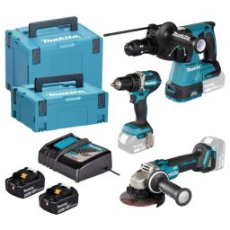Makita - 8-częściowy zestaw narzędzi AKU, akumulatorów, ładowarki i akcesoriów DLX3195JX1