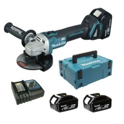Makita Narzędzia - Akumulatorowa szlifierka kątowa 18 V, 125 mm, 2x akumulator 5,0 Ah LXT, ładowarka DGA504RTJ