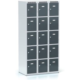 Alfa 3 Szafka skrytkowa S6, 15 schowków, 1800 x 900 x 500 mm, zamek obrotowy, drzwi ciemnoszare