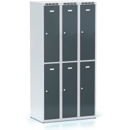 Alfa 3 Metalowa szafka skrytkowa S6, 6 schowków, 1800 x 900 x 500 mm, zamek cylindryczny, drzwi ciemnoszare