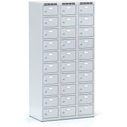 Alfa 3 Szafka skrytkowa S6, 30 schowków, 1800 x 900 x 500 mm, zamek obrotowy, drzwi szare