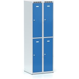Alfa 3 Metalowa szafka skrytkowa S6, 4 schowki, 1800 x 600 x 500 mm, zamek obrotowy, drzwi niebieskie