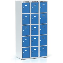Alfa 3 Szafka skrytkowa S6, 15 schowków, 1800 x 900 x 500 mm, zamek obrotowy, drzwi niebieskie