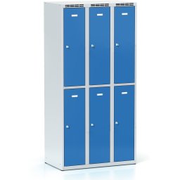 Alfa 3 Metalowa szafka skrytkowa S6, 6 schowków, 1800 x 900 x 500 mm, zamek cylindryczny, drzwi niebieskie