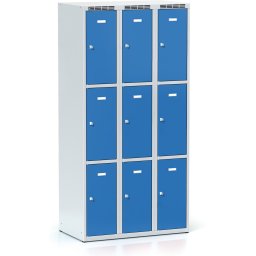 Alfa 3 Szafka skrytkowa S6, 9 schowków, 1800 x 900 x 500 mm, zamek obrotowy, drzwi niebieskie