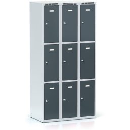 Alfa 3 Szafka skrytkowa S6, 9 schowków, 1800 x 900 x 500 mm, zamek obrotowy, drzwi ciemnoszare