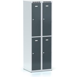 Alfa 3 Metalowa szafka skrytkowa S6, 4 schowki, 1800 x 600 x 500 mm, zamek obrotowy, drzwi ciemnoszare