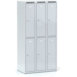 Alfa 3 Metalowa szafka skrytkowa S6, 6 schowków, 1800 x 900 x 500 mm, zamek cylindryczny, drzwi szare