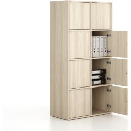 B2B Partner Szafka biurowa FRAME, 8x drzwi, 872 x 450 x 1735 mm, PUSH-lock, dąb naturalny