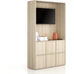 B2B Partner Szafka biurowa FRAME, 6x drzwi, z wnęką, 1299 x 450 x 2162 mm, PUSH-lock, dąb naturalny