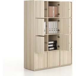 B2B Partner Szafa biurowa FRAME, 12x drzwi, 1299 x 450 x 1735 mm, PUSH-lock, dąb naturalny