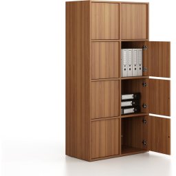 B2B Partner Szafka biurowa FRAME, 8x drzwi, 872 x 450 x 1735 mm, PUSH-lock, orzech