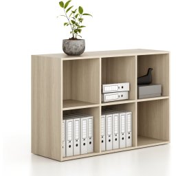 B2B Partner Regał FRAME, niski, 3 kolumny, 881 x 1299 x 450 mm, dąb naturalny