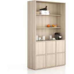 B2B Partner Szafka biurowa FRAME, 6x drzwi, 2x półka, 1299 x 450 x 2162 mm, PUSH-lock, dąb naturalny