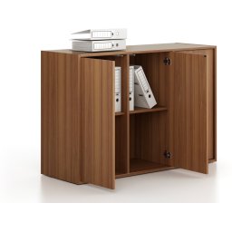 B2B Partner Szafa biurowa FRAME, niska, 3 drzwi, 1299 x 450 x 881 mm, PUSH-lock, orzech